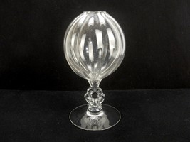 Clear Glass Melon Ball Footed Vase, Keyhole Stem, Vintage Cambridge Glass - $48.95