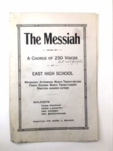 Antique THE MESSIAH Program c.1916 East High School Minneapolis Minnesota - £12.07 GBP