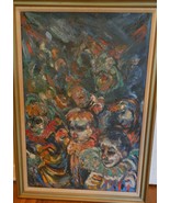 Large Abstract Painting of Clowns - $380.00