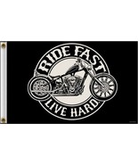 Ride Fast Live Hard Motorcycle Biker Flag Banner Garage Man Cave 3x5 Ft - €15,77 EUR