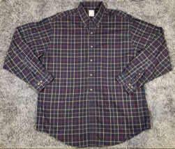 Brooks Brothers Shirt Mens Large Navy Plaid 365 Polo Button Up Down Long Sleeve - £14.59 GBP