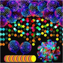 GlowFiesta Party Pack - 50 Neon Glow Balloons, Blacklight Polka Dots, an... - $27.71