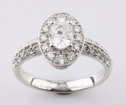 1.24 carat Oval Diamond 18k White Gold Engagement Ring Accents Size 6.5 - £2,748.82 GBP