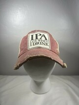 IPA Drinking Novelty Trucker Hat Vintage SnapBack Distressed Look Red Da... - $15.19 CAD