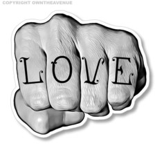 Love Fist Tattoo Art Knuckles Hot Rod Bopper Chopper JDM Sticker Decal 3.7&quot; - £3.13 GBP