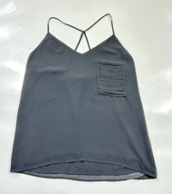 Naked Zebra Womens Black Tank Top Spaghetti Straps Size Medium Pocket Sheer - £12.54 GBP