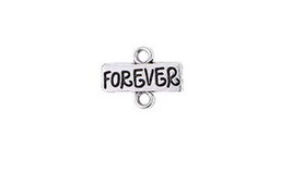 5 Forever Word Charms Connector Antiqued Silver Link Pendants Inspirational - £3.14 GBP