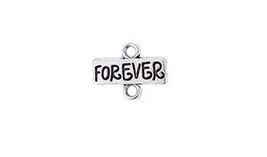 5 Forever Word Charms Connector Antiqued Silver Link Pendants Inspirational - £2.95 GBP