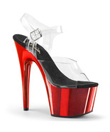 PLEASER Sexy 7&quot; Heel Red Chrome Platform Pole Dancer Stripper Clear Wome... - $1,401.69 MXN