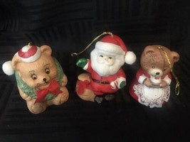 Vintage BOA and Jasco christmas bell ornaments set of 3 santa and bears - £9.59 GBP