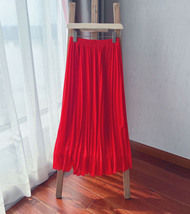 Black Pleated Chiffon Skirt Women Plus Size Chiffon Pleated Midi Skirt image 10