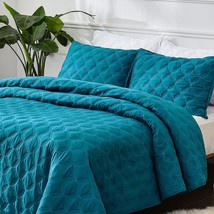 King Size Quilt Bedding Set - Teal Lightweight Comforter Bedspreads &amp; Coverlets  - £70.12 GBP