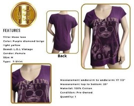 L.O.L. Vintage T-Shirt Muse Luxe Love Purple Top V-Neck Short Sleeves Md Tee - £13.91 GBP