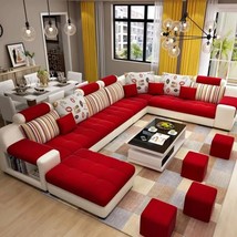 Hot Sale Living Room Fabric U Shape 7 Seater Furniture Sofa Nordic Set Luxury Mo - £4,505.54 GBP