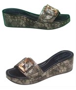 Donald Pliner Tortoise Patent Leather Wedge Platform Shoe Buckle Detail ... - $134.00