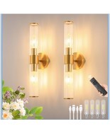 Brass Wall Sconce Set of Two Battery Operated Wall Sconce Gold Wall Lamp... - $1,282.52 MXN
