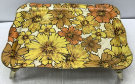 Vintage &quot;Lavada&quot; Retro Mid Century Metal Multi Colored Flowers Folding Lap Tray - £16.82 GBP