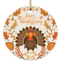 Happy Thanksgiving Turkey Ornament Ceramic With Cute Wild Turkey Fall Decor Gift - £11.80 GBP