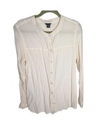 Eddie Bauer Women&#39;s Textured Ivory Long-Sleeve Blouse Shirt Size M - €21,12 EUR