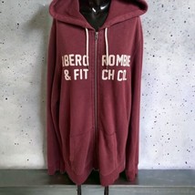 Abercrombie Fitch Zip Up Hoodie Sweatshirt Sz LARGE BURGUNDY Fleece Spel... - £15.42 GBP