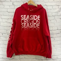Seaside Oregon Hoodie Pullover Sweatshirt Bright Red Travel Souvenir Sz XL - £12.46 GBP