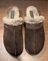 Crocs Brown Suede Cobbler Eva Faux Fur Lined Clogs Mules Shoes Women Size 9 - £19.99 GBP