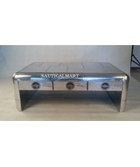 NauticalMart Vintage Aluminum Aviator - 3 Drawer Table Office Furniture - $1,599.00