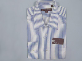 NEW $195 Hickey Freeman Crisp Shirt!  17.5 36  *White with Blue Stripes * - $79.99