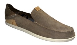 Olukai Nalukai Kala Men&#39;s Size 12 Slip On Leather Fog Gray Suede Loafer ... - $34.95