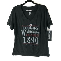 NCAA Washington Cougars 1890 Womens T Shirt V Neck Short Sleeve Black Size M - £7.78 GBP