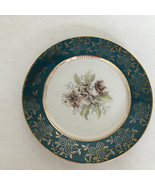 Vintage MZ plate from czechoslovakia flower pattern white center gold trim - $19.75