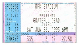 Grateful Dead Sting Concert Ticket Stub Juin 26 1993 Washington Dc - £41.99 GBP