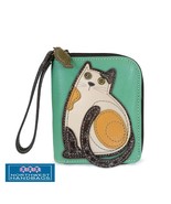 LAZY CAT ZIP AROUND WALLET WRISTLET TEAL CHALA - $37.00