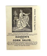 Hanson&#39;s Magic Corn Salve 1894 Advertisement Victorian Foot Medicine 1 A... - $372.45 MXN