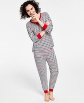 Family Pajamas Womens Waffle Holiday Stripe Pajama Set Size X-Small Color White - £37.52 GBP