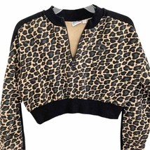 Puma Wild Pack Leopard Cropped Half Zip Pullover Medium - $26.18
