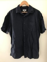 M&amp;S Collection Marks Spencer Navy Blue Linen Blend Button Up Casual Shir... - £23.48 GBP
