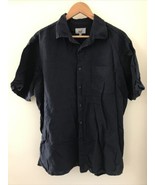 M&amp;S Collection Marks Spencer Navy Blue Linen Blend Button Up Casual Shir... - £23.69 GBP
