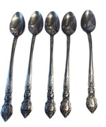 Set Of 5 Rose &amp; Leaf National Stainless Japan ICE TEA Teaspoons - $19.24