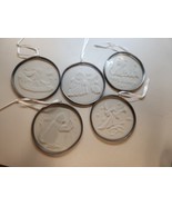 1987 (Set Of 5) Etched Glass Christmas Ornaments - £14.85 GBP