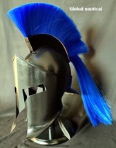 300 King Leonidas Casque avec Bleu Plume Médiévale Métal Solide Casque - £63.59 GBP