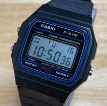 VTG Casio Thailand F-91W Men WR Black Digital Alarm Chrono Quartz Watch~New Batt - £18.95 GBP