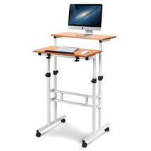 2in1 Mobile Standing Desk Home&amp; Office Workstation Stand Up Desk Adjustable - £82.21 GBP