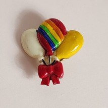 Vintage Floating Balloons Bouquet Brooch Pin Rainbow Yellow White Mylar ... - $5.92