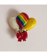 Vintage Floating Balloons Bouquet Brooch Pin Rainbow Yellow White Mylar ... - £4.65 GBP
