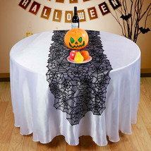 Halloween Table Runner Spider Web Black Lace Tablecloth Cover Home Party Decors - £17.63 GBP