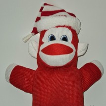Red White Sock Monkey Plush 15&quot; Waffle Weave Lovey Sewn Eyes Christmas NEN 2011 - £23.75 GBP