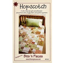 Hopscotch Quilt and Pillowcase Pattern 560 Bits &#39;n Pieces Fat Quarter Friendly - £7.04 GBP