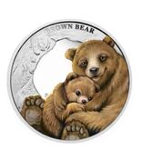 Lucky  &amp; Gift  Colored “ Brown Bear Mother &amp; Cub  “40mm Big Coin  with C... - $4.95