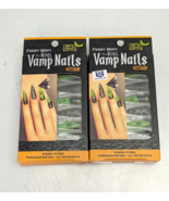Lot of 2 Fright Night Vamp Nails 24 Glue On Nails Halloween Witchin&#39; Bla... - $23.90 CAD